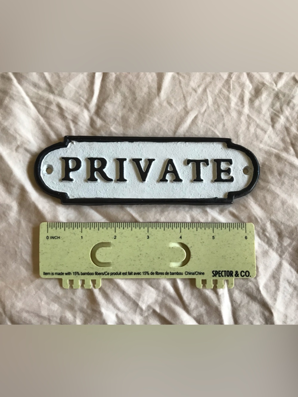 Pottery Barn White and Black "PRIVATE" Cast Metal Wall Sign